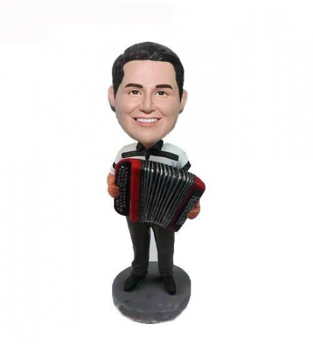 Custom accordion player bobble head doll