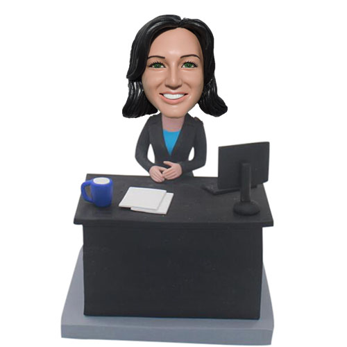 Custom Bobbleheads Female Boss at Desk