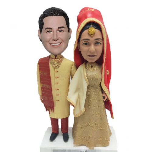 Traditional Indian Wedding Bobbleheads with Groom in Sherwani