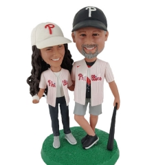 Baseball couple wedding bobbleheads