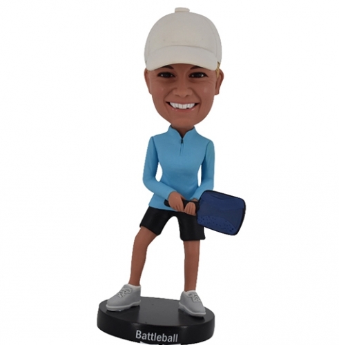 Custom female pickleball bobbleheads