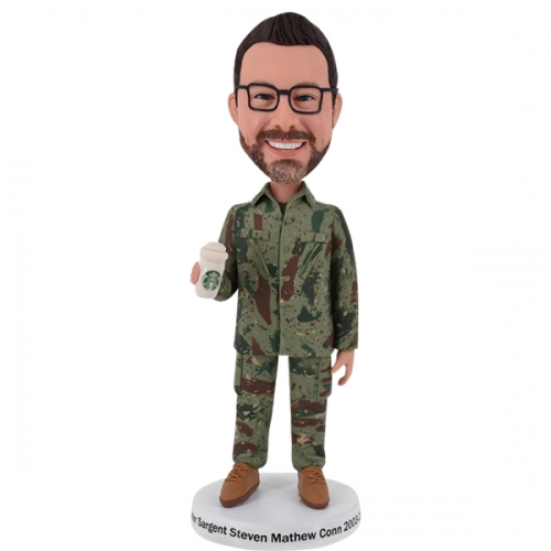 Air Force Bobblehead with Starbucks