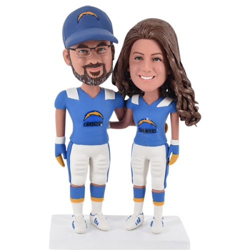 Football Bobbleheads Custom LA Chargers for Dad and Daughter