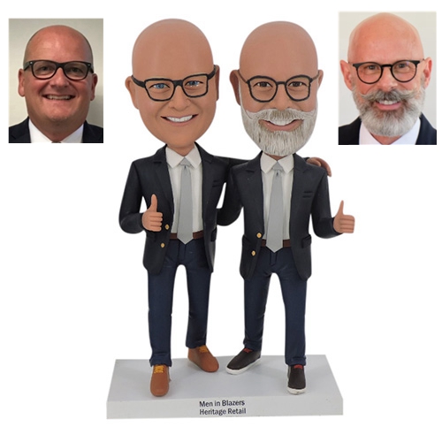 Custom bobbleheads for two men in suit from photo