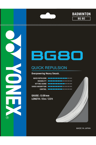 YONEX STRING BG80 White Single Package 10M
