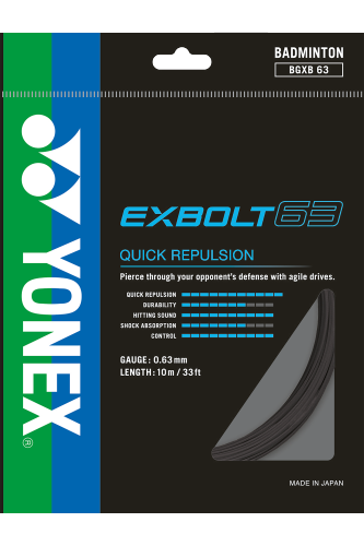 YONEX STRING EXBOLT63 Black color Single Package 10M