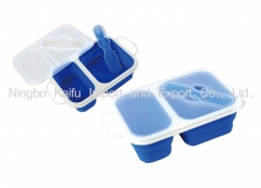 Silicone 2 Compartment Foldable Lunch Box for Outdoor Using