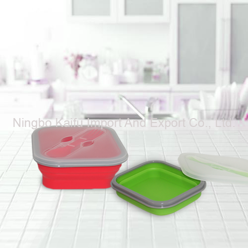 Silicone Collapsible Kids Eco Lunch Box Safety With Spoon