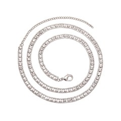 Rhodium Plated Thin Rinestone Crystal Chain Belt With Clasp Rhinestone Jewelry Wholesale