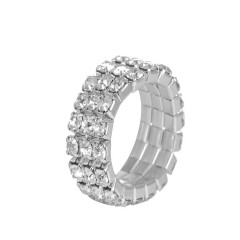 Cheap Three-Row Crystal Rhinestone Stretch Ring Wholesale