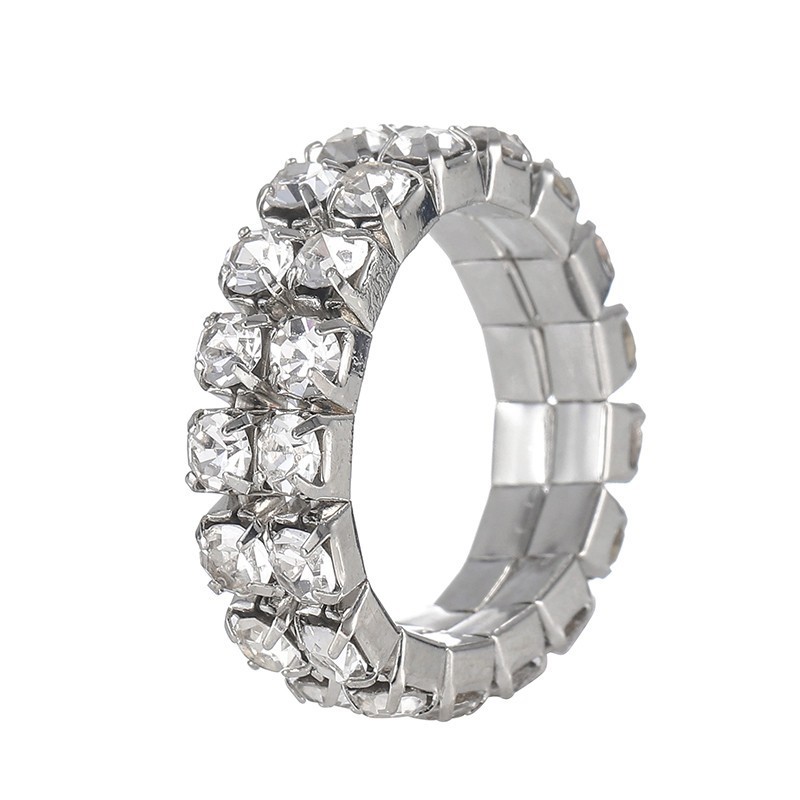 Cheap Two-Rows Crystal Rhinestone Stretch Ring Wholesale