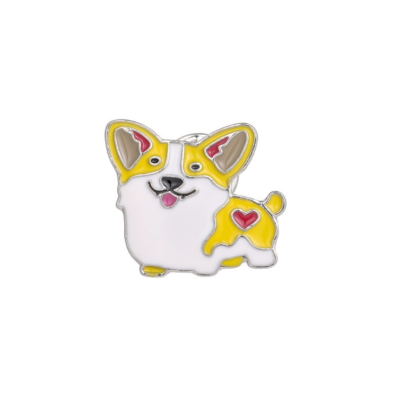 White and Yellow Enamel Pins Brooch Cute Dog Pins Wholesale