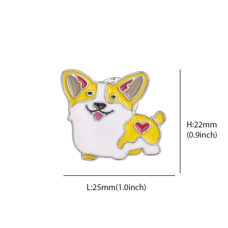 White and Yellow Enamel Pins Brooch Cute Dog Pins Wholesale