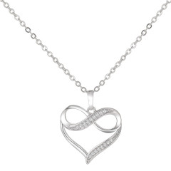 Cubic Zirconia Heart Pendant Necklace with Creative Design