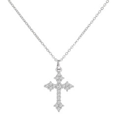 New design tiny white gold cubic zirconia cross pendant necklace wholesale