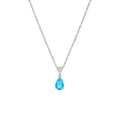 Cubic Zirconia Pendant Necklace Teardrop Heart Aquamarine