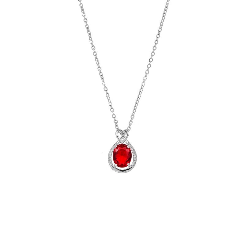 white gold ruby crystal cubic zirconia heart pendant necklace wholesale