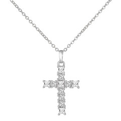 Classic cubic zirconia cross pendant necklace wholesale