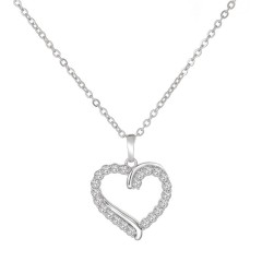 Classic cubic zirconia heart pendant necklace cheap wholesale