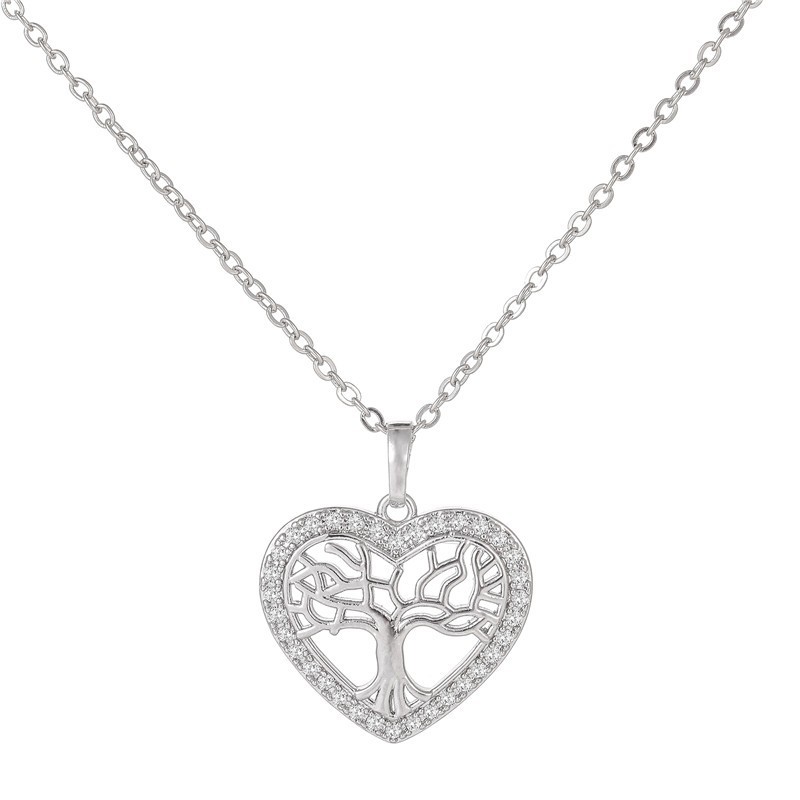 Tree Design cubic zirconia heart pendant necklace wholesale