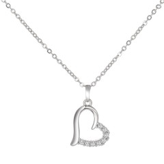 cubic zirconia flipped heart pendant necklace wholesale