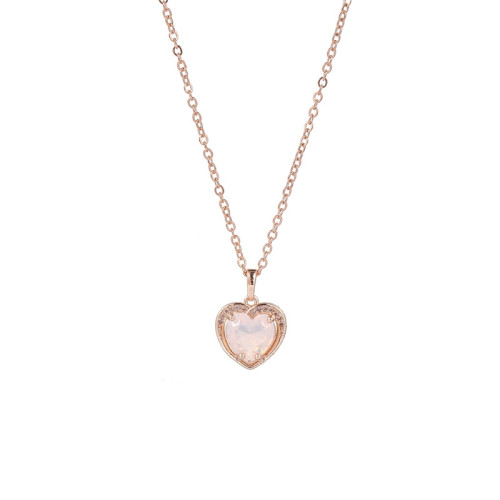 Cubic Zirconia Heart Pendant Necklace Opal Crystal