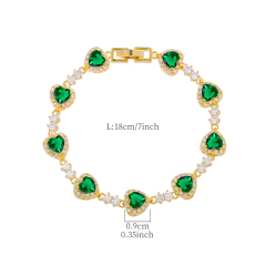 IG Heart Shape Green Cubic Zirconia Tennis Bracelet Rhinestone Wholesale