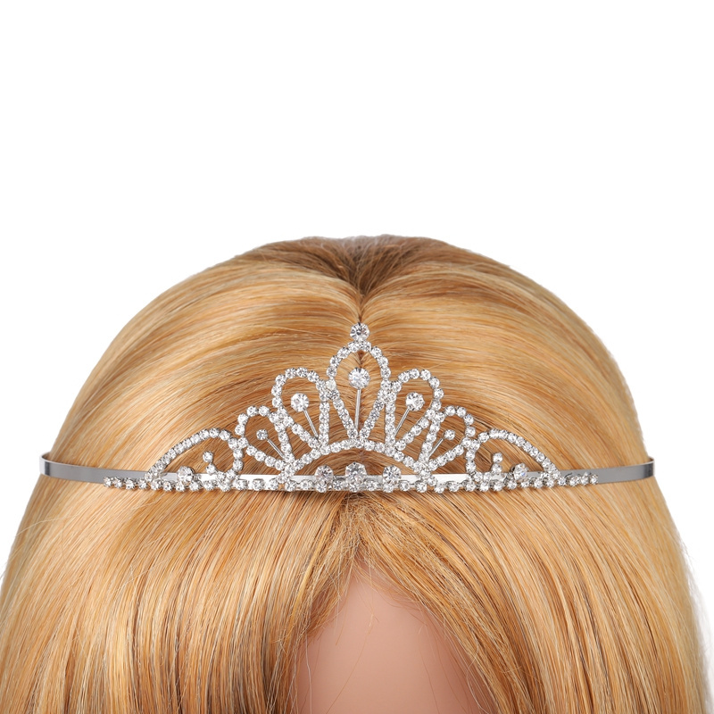 Silver Rhinestone Crown Tiara For Girl Rhinestone Hair Accessories-LH0173