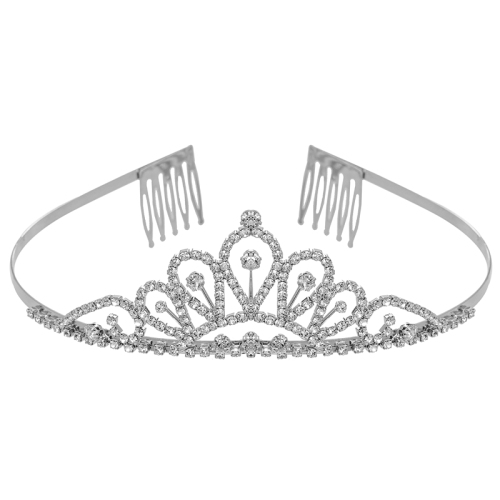 Silver Rhinestone Crown Tiara For Girl Rhinestone Hair Accessories-LH0173