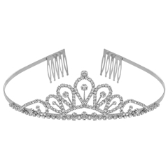 Silver Rhinestone Crown Tiara For Girl Rhinestone Hair Accessories-LH0173