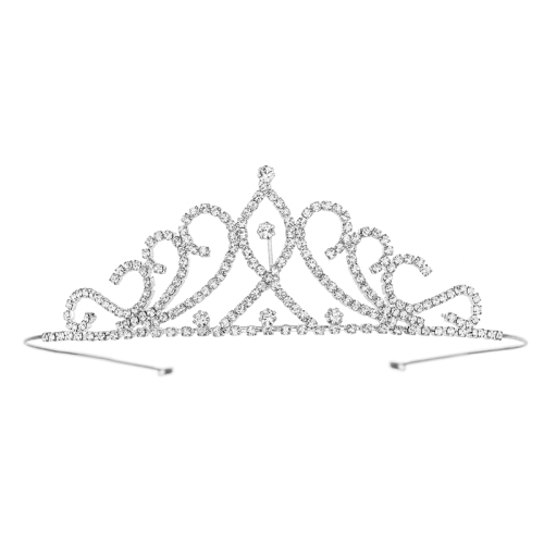 Hair Big Tiara Crown Silver Crystal Rhinestone for Wedding