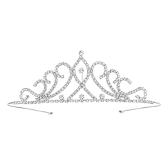 Hair Big Tiara Crown Silver Crystal Rhinestone for Wedding