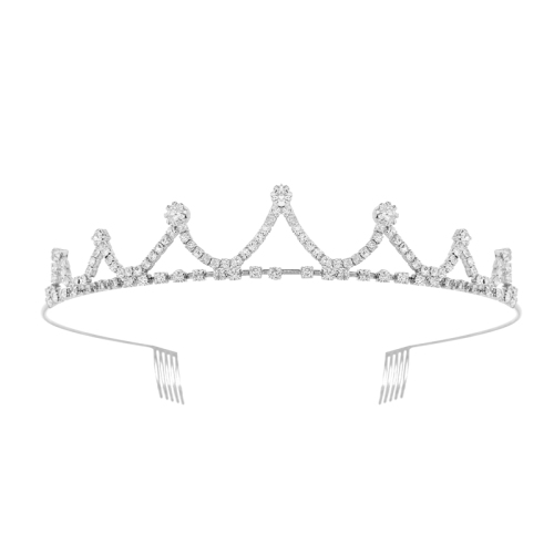Hair Claw Comb Crown Tiara Crystal Silver