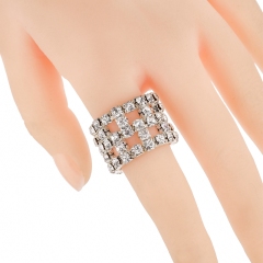 Five Rows Hollow Crystal Rhinestone Stretch Ring Wholesale