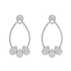 Hollow Dangle Earrings Shiny Crystal Cubic Zirconia for Women
