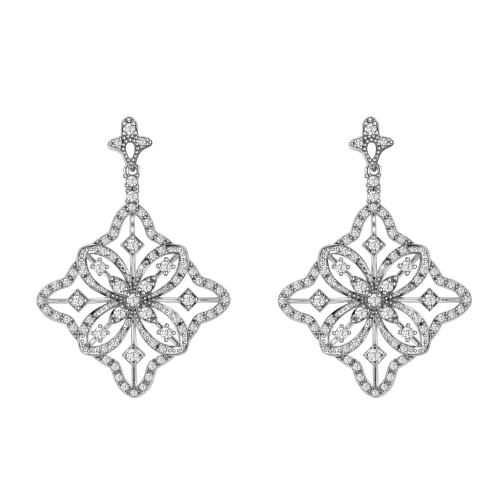 Danlge Earrings Delicate Flower Shape Crystal Cubic Zirconia for Women