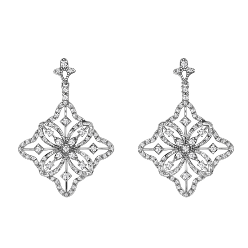 Danlge Earrings Delicate Flower Shape Crystal Cubic Zirconia for Women