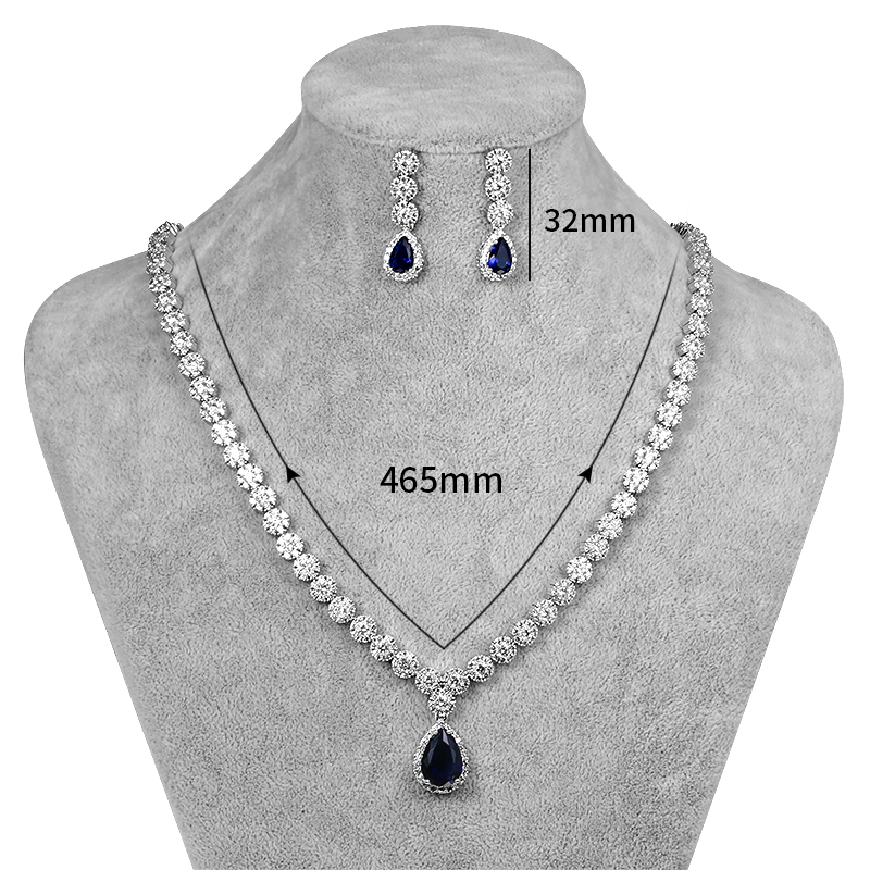 Necklace and Earrings Set Sapphire Crystal Drop Cubic Zirconia