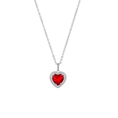Cubic Zirconia Heart Pendant Necklace Opal Crystal