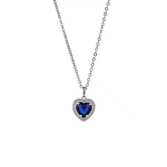 Cubic Zirconia Necklace with Small Heart Pendant