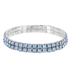 Bracelet Peridot Opal Crystal Rhinestone Silver Plated, 2 Row