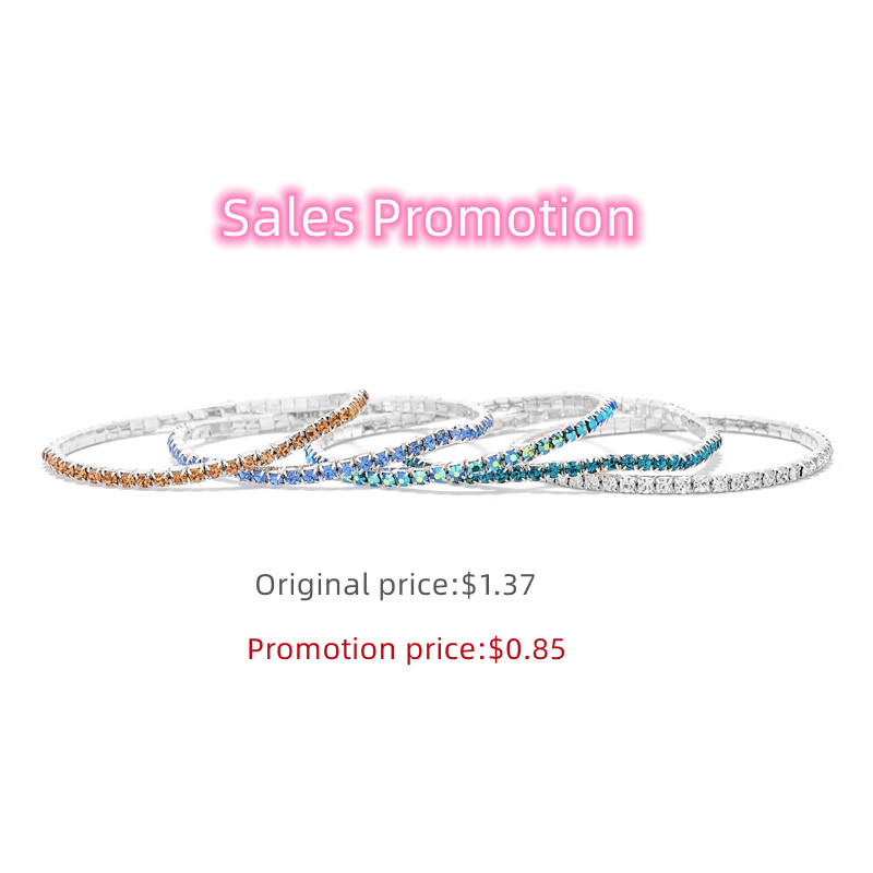Promotion -Rhinestone Stretch Bracelet-5pcs/set