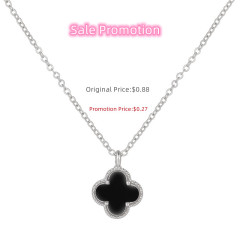 Promotion-Four-leaf Clover Drop Oil Process Rhinestone Pendant Necklace Wholesale