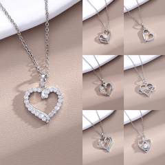 #cubic zirconia flipped heart pendant necklace jewelry wholesale- can be Customized