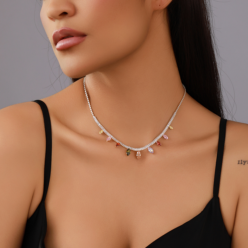 New Colorful Cubic Zircon Jewelry Pendant Necklace Wholesale Jewelry-Support customization