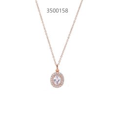 #Rose Plating Crystal Zircon Pendant Necklace Wholesale, Custom stone colors