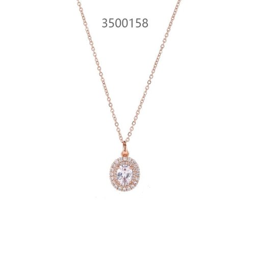 #Rose Plating Crystal Zircon Pendant Necklace Wholesale, Custom stone colors