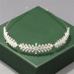 High-end rhinestone headband, elegant full rhinestone leaf bridal hair accessory jewelry Wholesale, Custom stone colors