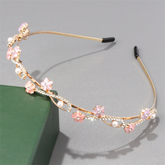 High-end color rhinestone headband, elegant and luxurious full rhinestone leaf hair accessory jewelry Wholesale, Custom stone colors