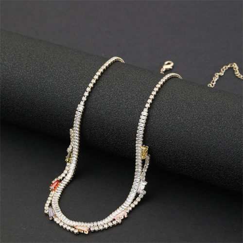 Exquisite Colored Zircon Necklace Women Choker Cubiz Zirconia Jewelry - customizable zircon color